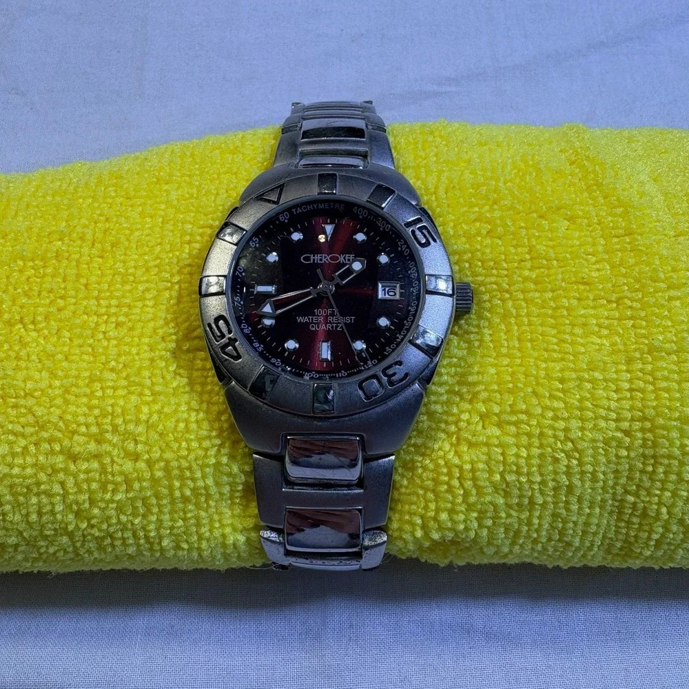 Cherokee‎ Men's Stainless Steel Quartz Watch Red - Untested, Damaged Band